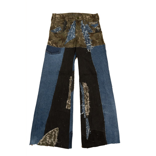 Midnight Split Patchwork Flares